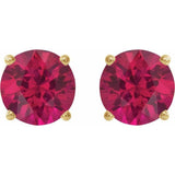 14K Yellow Gold 7 mm Lab-Grown Ruby Earrings