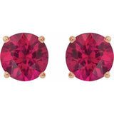 14K Rose Gold 8 mm Lab-Grown Ruby Earrings