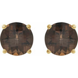 14K Yellow Gold 8 mm Natural Smoky Quartz Earrings