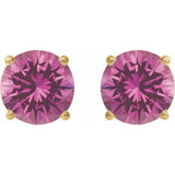 14K Yellow Gold 8 mm Lab-Grown Pink Sapphire Earrings