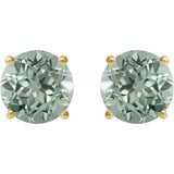 14K Yellow Gold 8 mm Lab-Grown Green Sapphire Earrings
