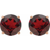 14K Rose Gold 6 mm Natural Mozambique Garnet Earrings
