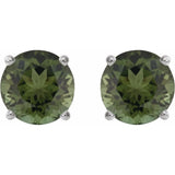 14K White Gold 6 mm Natural Green Tourmaline Earrings