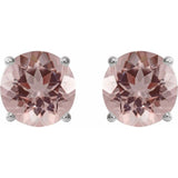 14K White Gold 7 mm Natural Pink Morganite Earrings