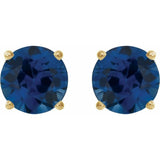 14K Yellow Gold 6 mm Lab-Grown Blue Sapphire Earrings