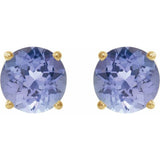 14K Yellow Gold 7 mm Natural Tanzanite Earrings
