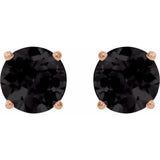 14K Rose Gold 8 mm Natural Black Onyx Earrings