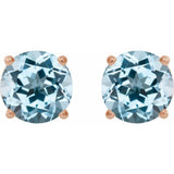 14K Rose Gold 8 mm Natural Sky Blue Topaz Earrings