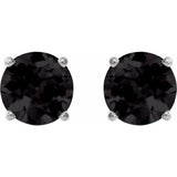 14K White Gold 8 mm Natural Black Onyx Earrings