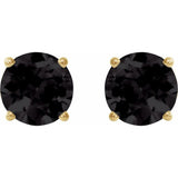 14K Yellow Gold 8 mm Natural Black Onyx Earrings