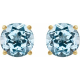 14K Yellow Gold 8 mm Natural Sky Blue Topaz Earrings