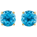 14K Yellow Gold 8 mm Natural Swiss Blue Topaz Earrings