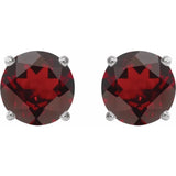 Platinum 8 mm Natural Mozambique Garnet Earrings