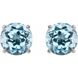 Platinum 8 mm Natural Sky Blue Topaz Earrings