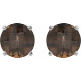 Sterling Silver 8 mm Natural Smoky Quartz Earrings