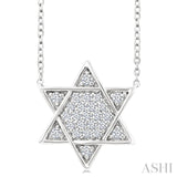 1/4 Ctw Star of David Round Cut Diamond Fashion Pendant With Chain in 14K White Gold