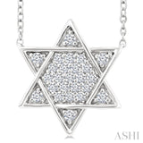 1/4 Ctw Star of David Round Cut Diamond Fashion Pendant With Chain in 14K White Gold
