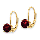 14k 6mm Garnet Leverback Earrings