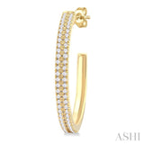 1/3 Ctw Double Row Round Cut Diamond Fashion Half Hoop Earrings in 10K Yellow Gold