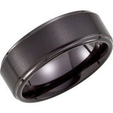 Black PVD Tungsten 8 mm Ridged Band Size 9