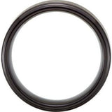 Black PVD Tungsten 8 mm Ridged Band Size 13.5