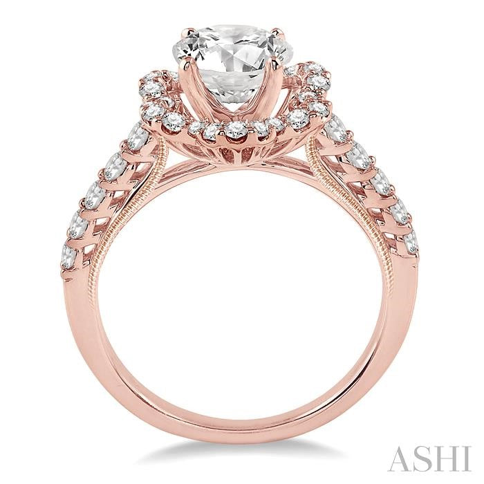 Flower Semi-Mount Halo Diamond Engagement Ring