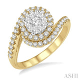 3/4 ctw Circular Bypass Lovebright Round Cut Diamond Engagement Ring in 14K Yellow and White gold