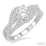 3/8 Ctw Entwined Semi-Mount Round Diamond Engagement Ring in 14K White Gold
