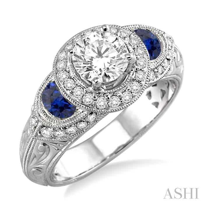 Semi-Mount Gemstone & Halo Diamond Engagement Ring