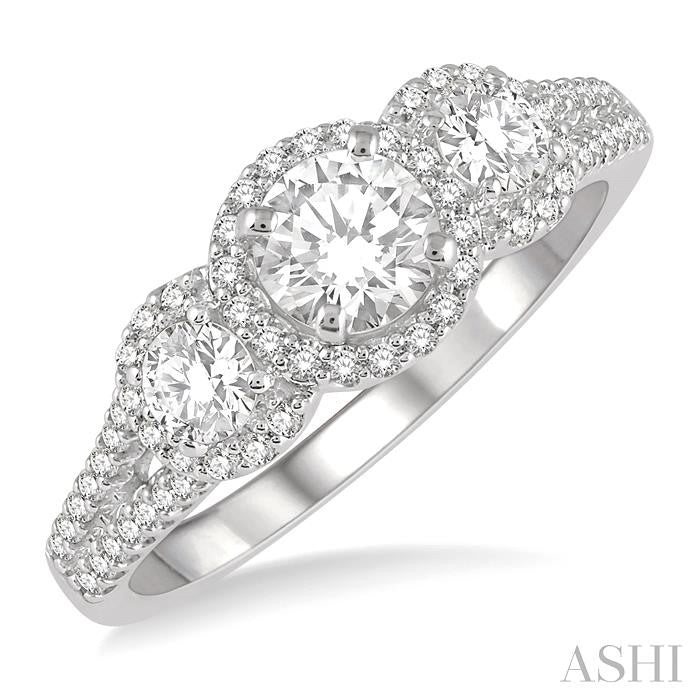 Past Present & Future Semi-Mount Halo Diamond Engagement Ring