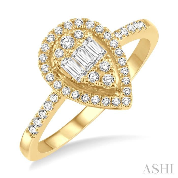Pear Shape Halo Fusion Diamond Fashion Ring