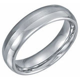 White Tungsten 6 mm Domed Band with Satin Center Size 6