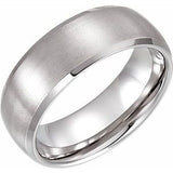 Tungsten 8 mm Beveled-Edge Band with Satin Finish Size 7.5