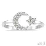 Stackable Crescent Moon & Star Petite Diamond Fashion Ring