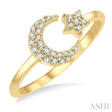 Stackable Crescent Moon & Star Petite Diamond Fashion Ring