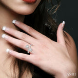 2 Stone Halo Diamond Fashion Open Ring