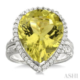 Pear Shape Gemstone & Halo Diamond Ring