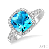 Gemstone & Halo Diamond Ring