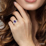 Oval Shape Gemstone & Halo Diamond Ring