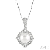 Pearl & Halo Diamond Pendant