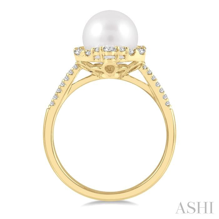 Pearl & Halo Diamond Fashion Ring