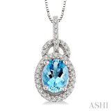 Oval Shape Gemstone & Halo Diamond Pendant