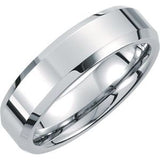 White Tungsten 6 mm Beveled-Edge Band Size 12