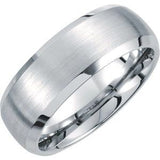 White Tungsten 8 mm Beveled-Edge Band with Satin Finish Size 11