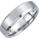 White Tungsten 6 mm Satin & Polished Beveled-Edge Band Size 7.5