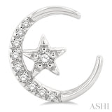 Crescent Moon & Star Petite Diamond Fashion Earrings