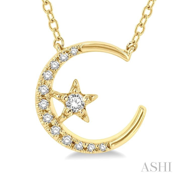 Crescent Moon & Star Petite Diamond Fashion Pendant