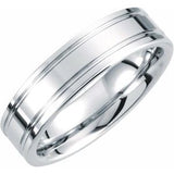 White Tungsten 6 mm Grooved Band Size 9