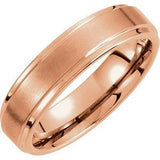 18K Rose Gold PVD Tungsten 4 mm Satin and Polished Edge Band Size 11