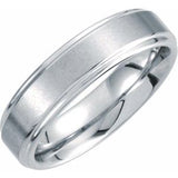 White Tungsten 6 mm Satin and Polished Edge Band Size 8.5